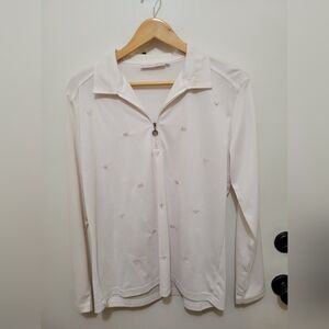 Ladies Daily Sports Classic White 1/4 Zip Pullover Shirt - Size XL